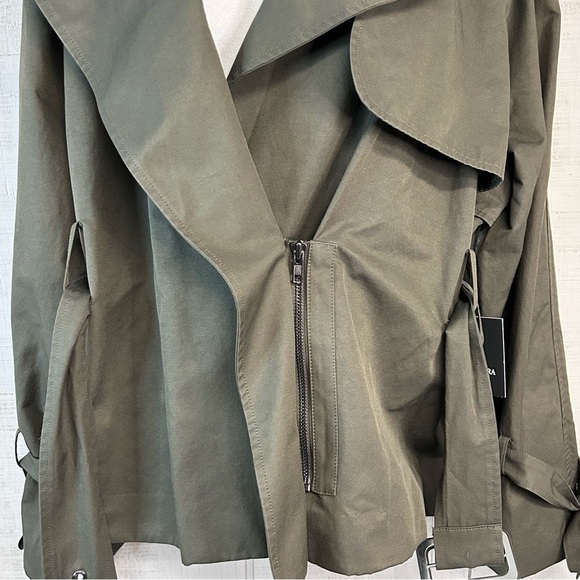 Vera Wang Womens Short Trench Coat Jacket Size XL Zip Belted Neutral Lightweight - Picture 6 of 12